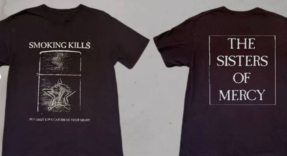 The Sisters of Mercy Rock Band Smoking 2 Sided T Shirt Full Size S-5XL