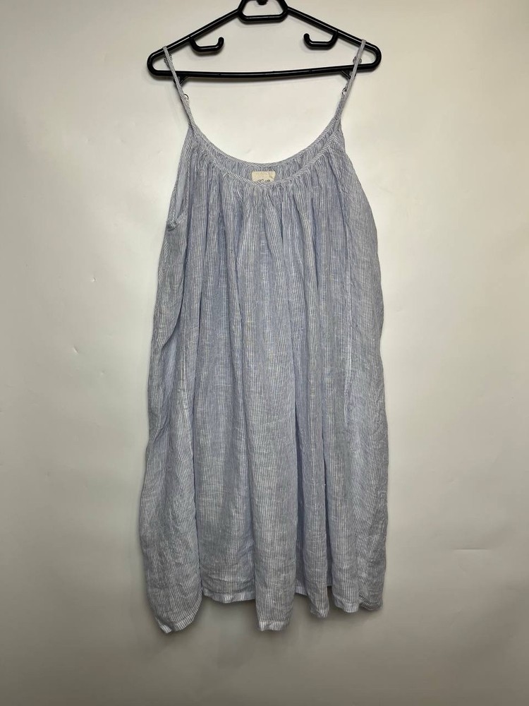 Women’s Striped Linen Dress A-line Sleeveless Meg By Design Size S