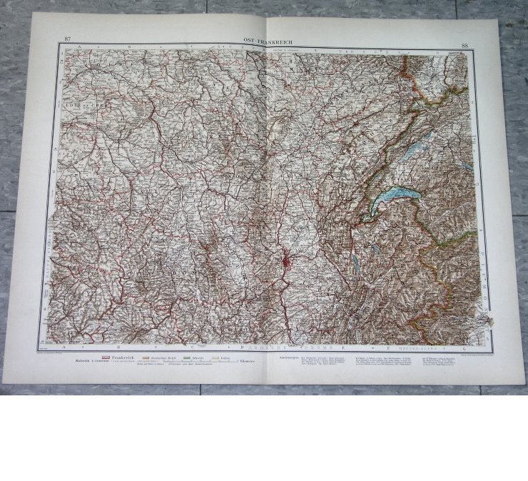 1905 Original Antique Map Of Eastern France Franche Comte Bourgogne