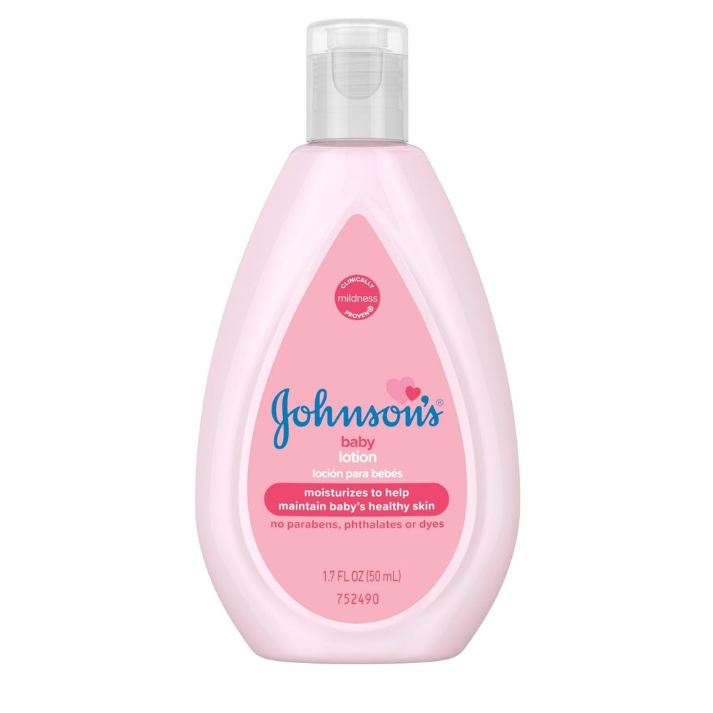 Johnson's Moisturizing Pink Baby Lotion, Coconut Oil Travel Size 1.7oz (2 Pack)