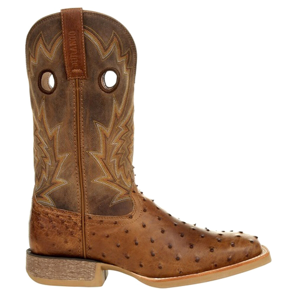 Durango Rebel Pro Tobacco FullQuill Ostrich Square Toe Cowboy  Mens Brown Casual