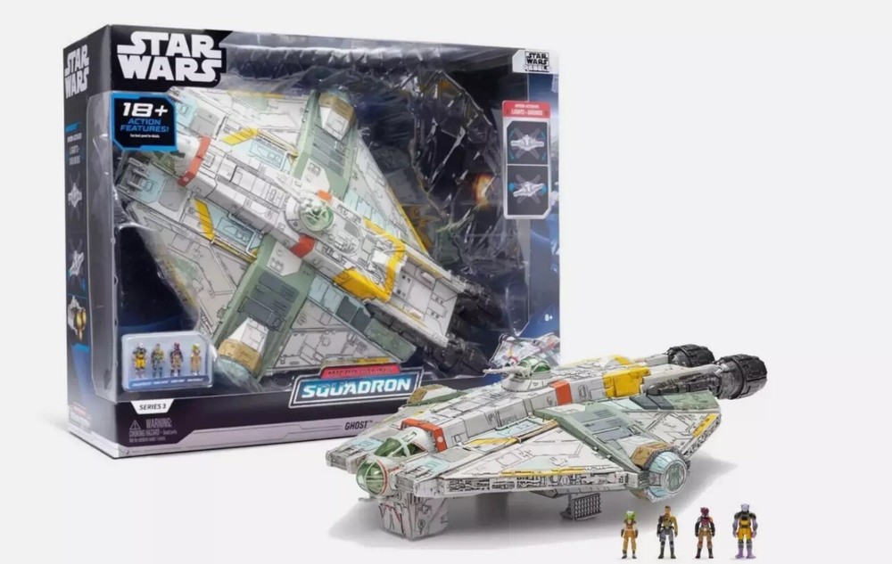 Star Wars Micro Galaxy Squadron Ghost Ship with 4 Mini Figures NIB Rebels