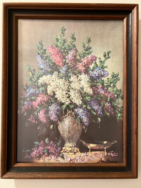 Vintage Floral Lithograph signed by Fontana by Bernard Picture Co. INC
