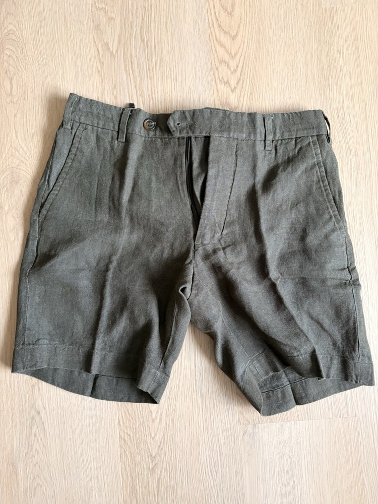 Spier and Mackay Shorts Olive Dark Green Premium Linen 30 Slim NWT! $78