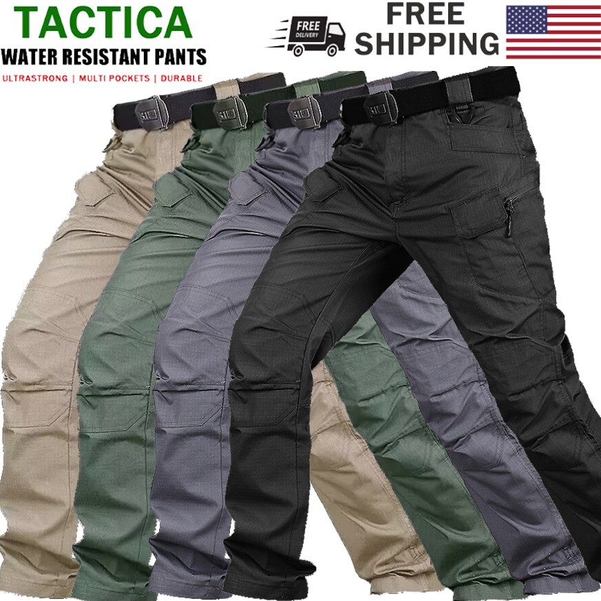 Tactical Waterproof Cargo Pants for Men Outdoor Hiking Work Combat Trousers