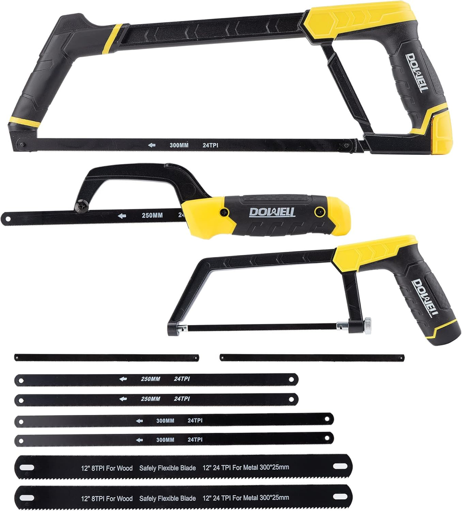 Hacksaw Frame Set Heavy Duty Handsaw 12-Inch 10-Inch 6-Inch Mini Hacksaw Hand Sa