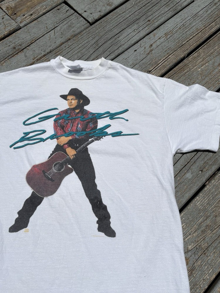 Vintage Garth Brooks Tour Tee Shirt Single Stitch Band 90s White Hanes Country