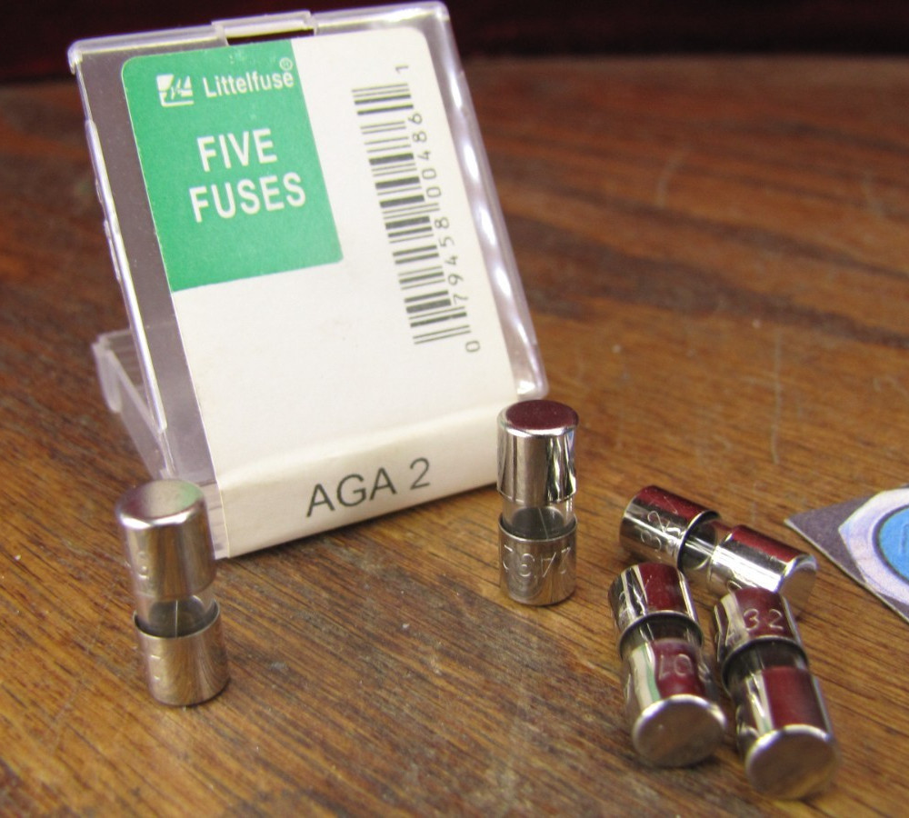Littelfuse AGA-2 2A Glass Fuses 5-Pack NEW AGA2 Fast Blow 1/4