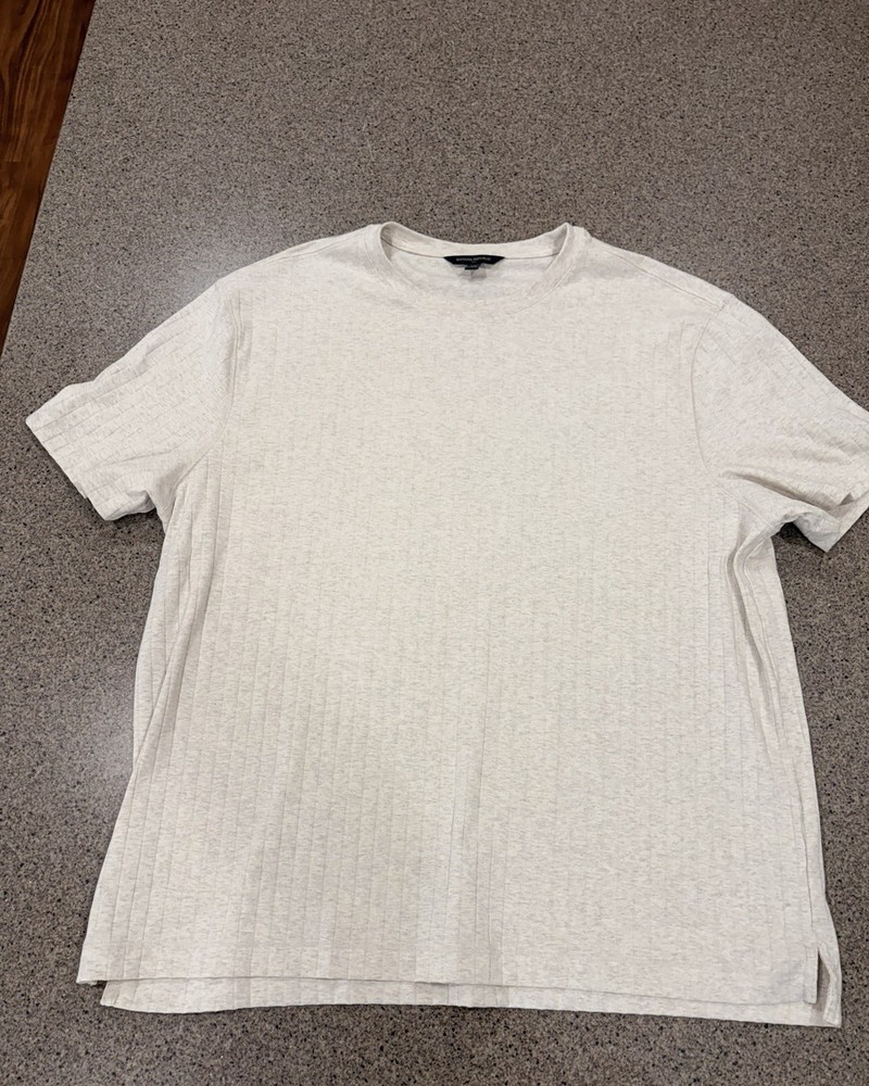 Banana Republic Ribbed T-Shirt XL Heather Gray Crew Neck Short Sleeve Mens