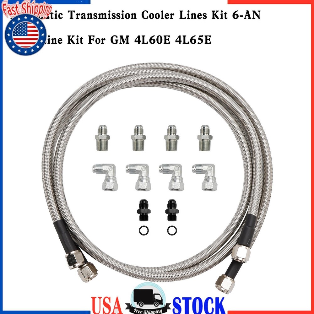 Automatic Transmission Cooler Lines Kit 6-AN Hose Line Kit For GM 4L60E 4L65E