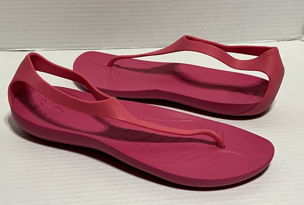 Crocs Serena Sexi Pink Flip Flop Thong Sandals Slingback T-Strap Womens Size 10