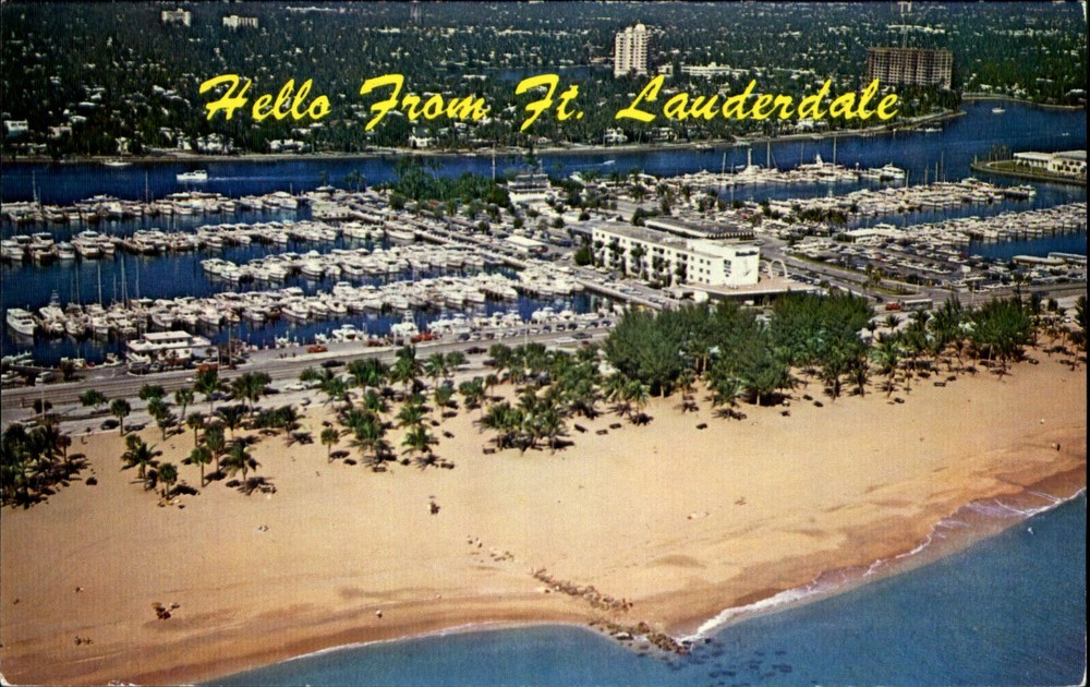 Bahia Mar Marina Inland Waterway Fort Lauderdale Beach Florida aerial ~ 1950s