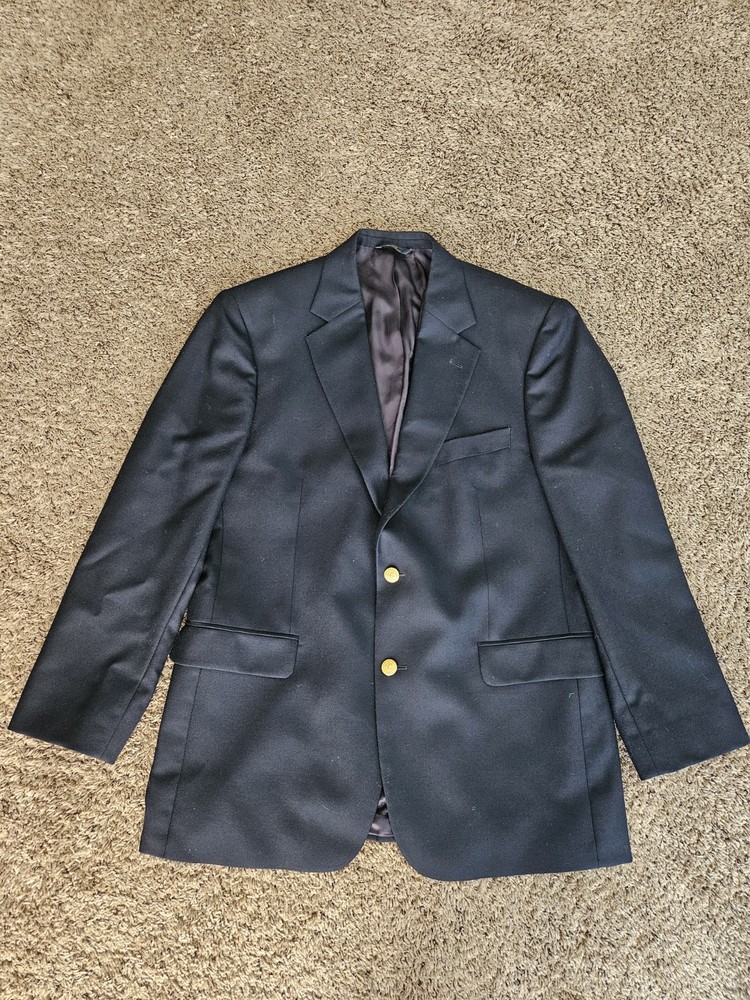 Brooks Brothers Men's Navy Blue Blazer 43R R Gold Buttons Wool Cashmere Blend