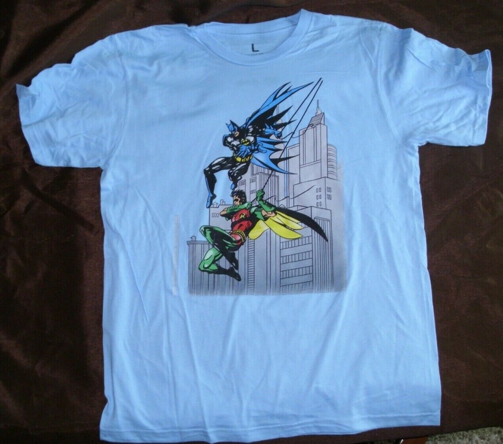 Justice League Batman Boys Short Sleeve T-shirt Blue Tee Size L New
