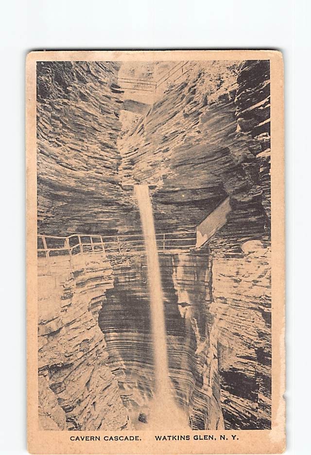 Postcard Cavern Cascade Watkins Glen New York USA