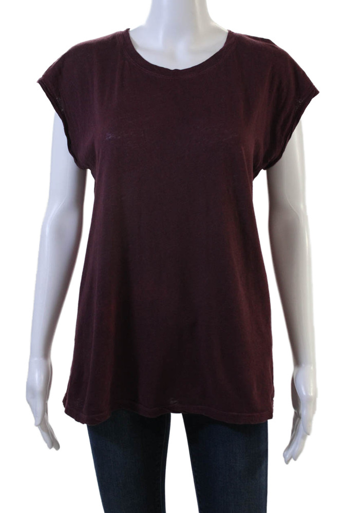 Raquel Allegra Womens Basic Purple Crew Neck Short Sleeve T-Shirt Size 0Free Shipping in US $100+ Orders | $6.95 Orders Below