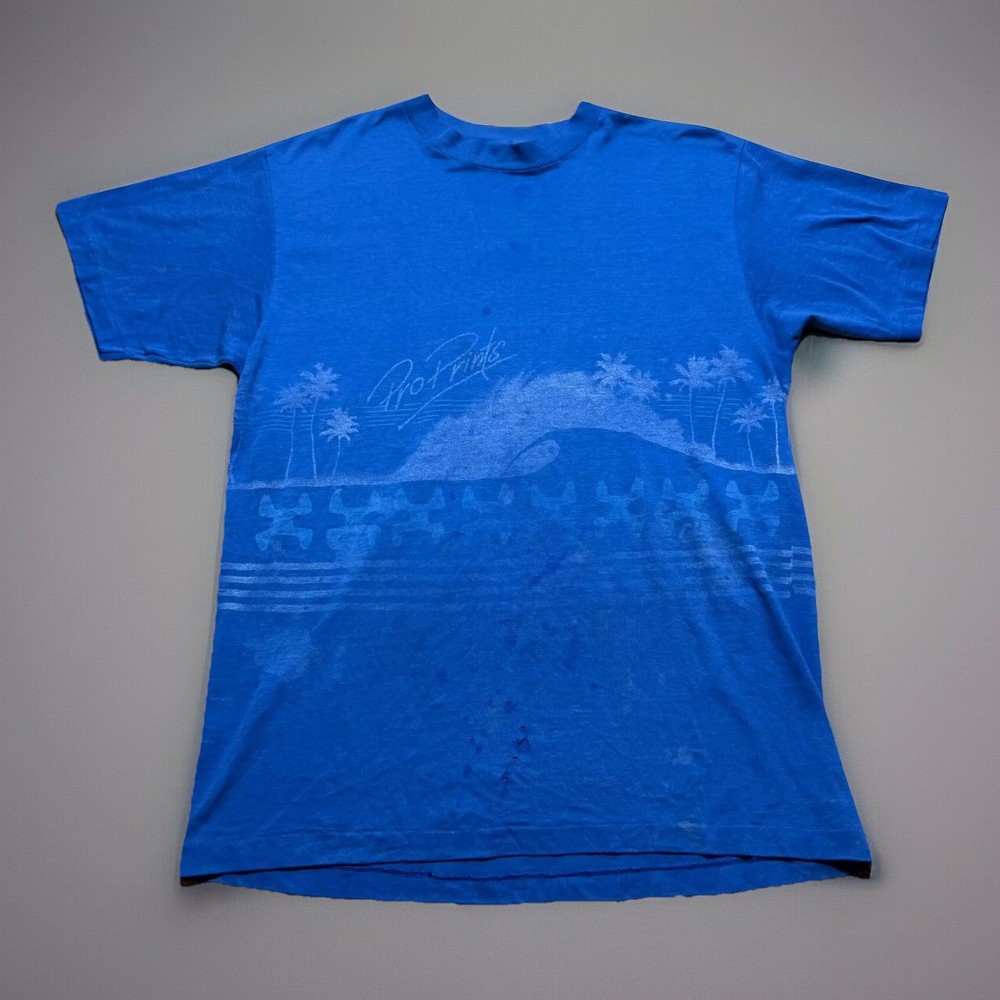 Vintage 80s 90s Pro Prints Wrap Around AOP Surf Beach Art Thrashed Shirt Medium