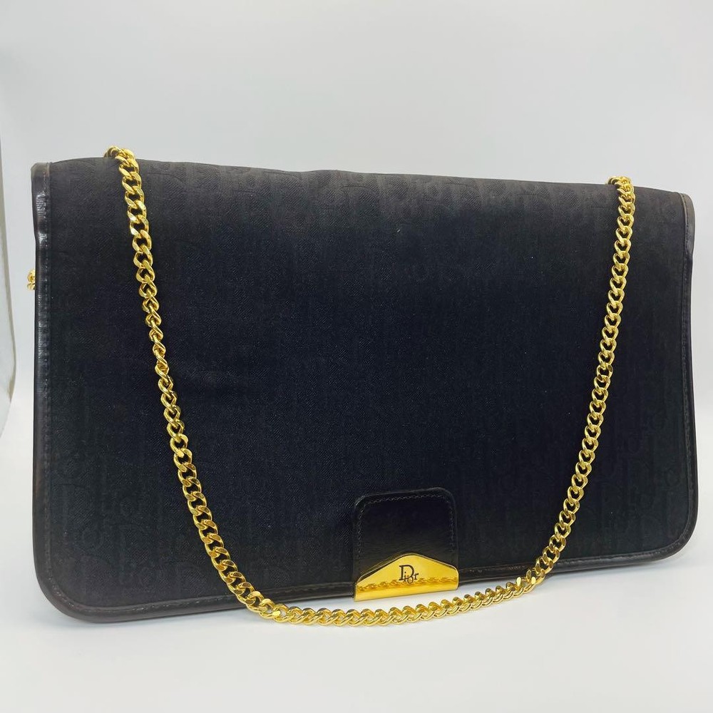 Dior Christian Trotter Black Leather Chain Shoulder Bag New