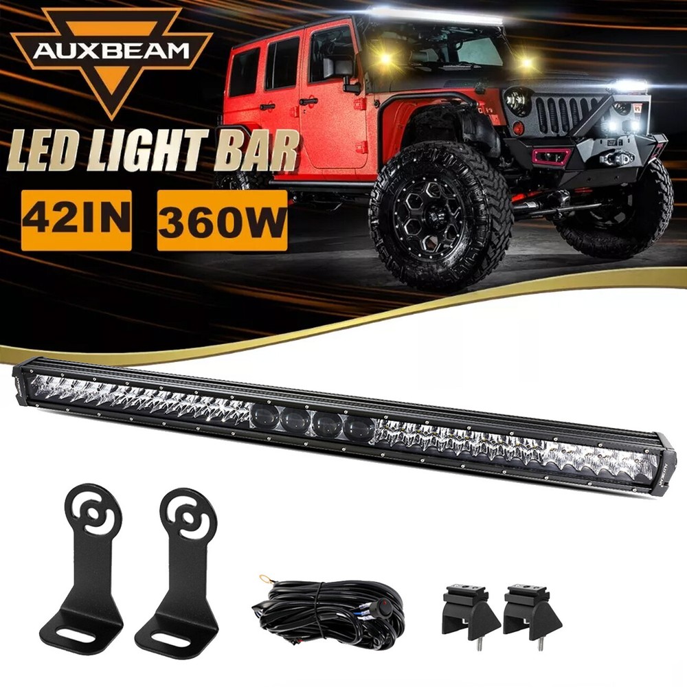 AUXBEAM 42-Inch 5D-PRO LED Light Bar with Reflector and Lens for Off-Road Trucks and Pickups