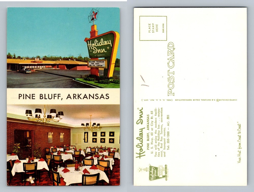 Pine Bluff, AR-Arkansas, Holiday Inn Exterior Dining View, Vintage Postcard