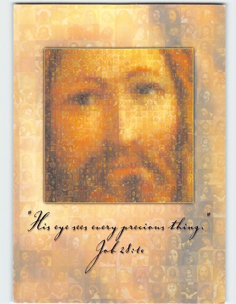 Postcard Jesus Christ Mosaic & Jobs 28:10 Bible Verse