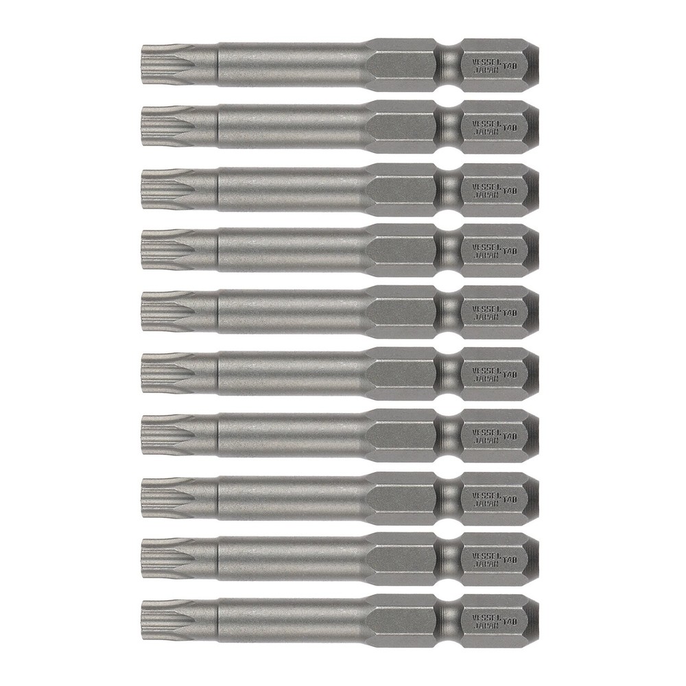 VESSEL T40 Torx Bit Set 10-Piece 65mm V5 ZP Coated