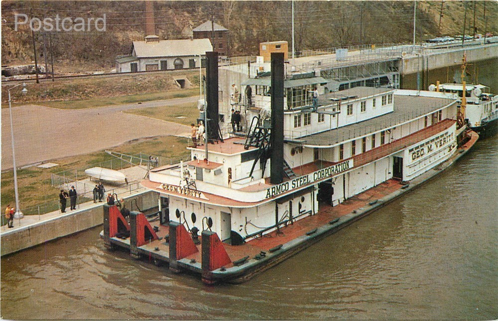 Steamer George M. Verity, Keokuk, Iowa, The Last Ride,Coast Guard Cutter Pushing
