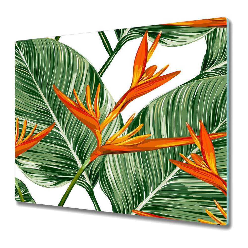 Tempered Glass Worktop Saver Beautiful Floral Jungle Vintage Watercolour 60x52