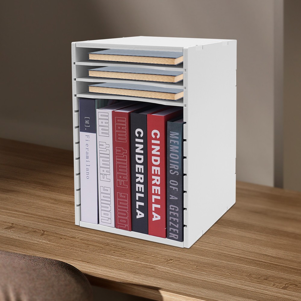 11-Compartment White Literature Organizer File Sorter for Paper Storage