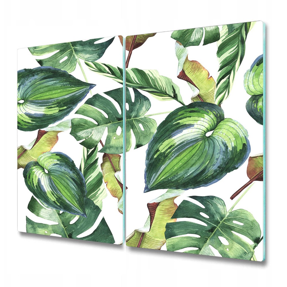 Glass Chopping Cutting Board Utensil Worktop Saver Palm Leaves Floral 2x30x52