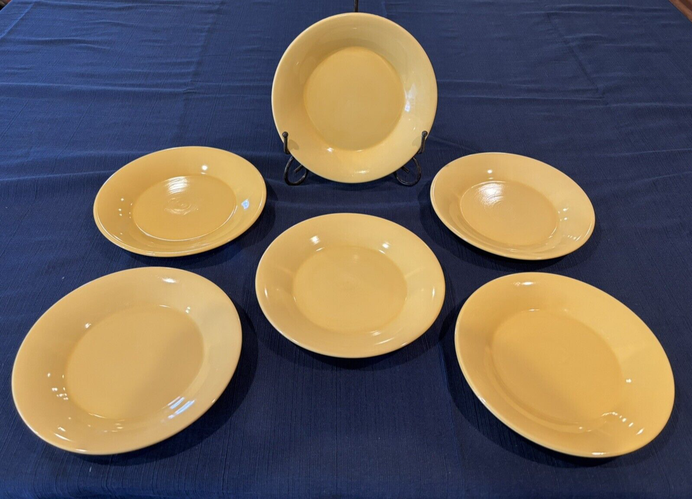 Pier 1 Essential Colours Yellow Salad Plates Set of 6 Flared Rim 8-1/2” MINT!