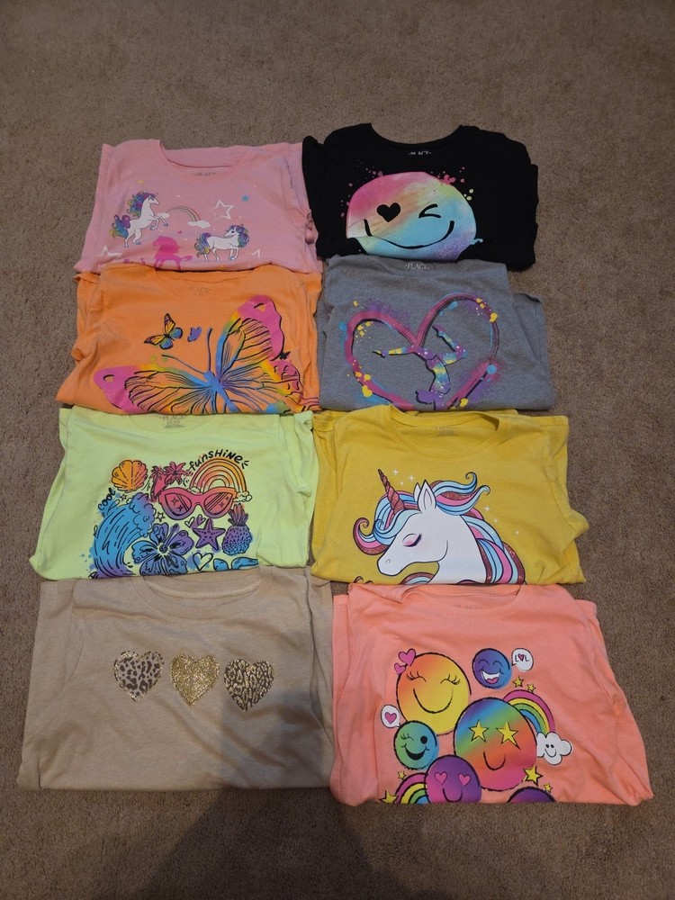 Lot Of 8 Girls Short Sleeve Large Shirts. Very Gently Used