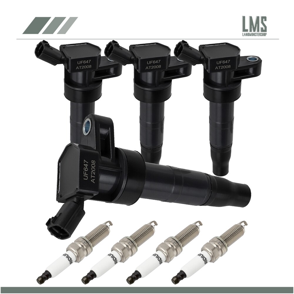 4 Ignition Coils and Spark Plugs For 2013-2015 Hyundai Santa Fe Sport L4 2.0L