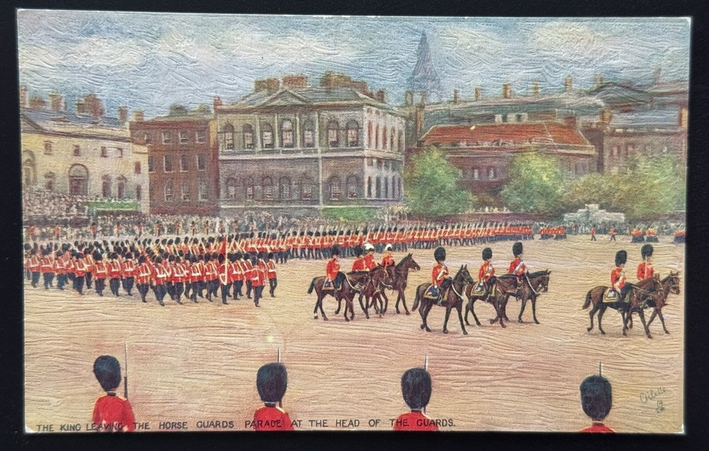 1910 London England Tuck Oilette Vintage Postcard King Leaving Horse Guards