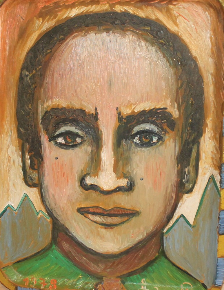 Vintage signed expressionist oil painting portrait by artist