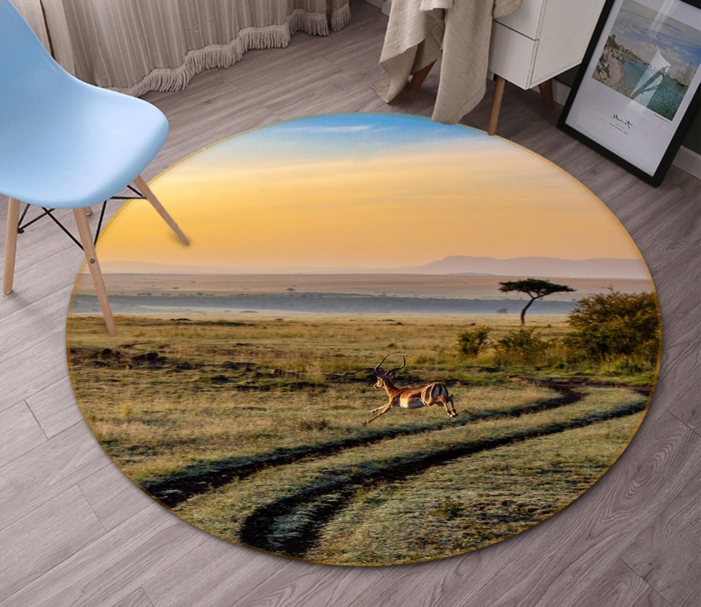 3D Prairie Springbok Animal Print Non-Slip Rug Mat Elegant Photo Carpet Romy AHO186887