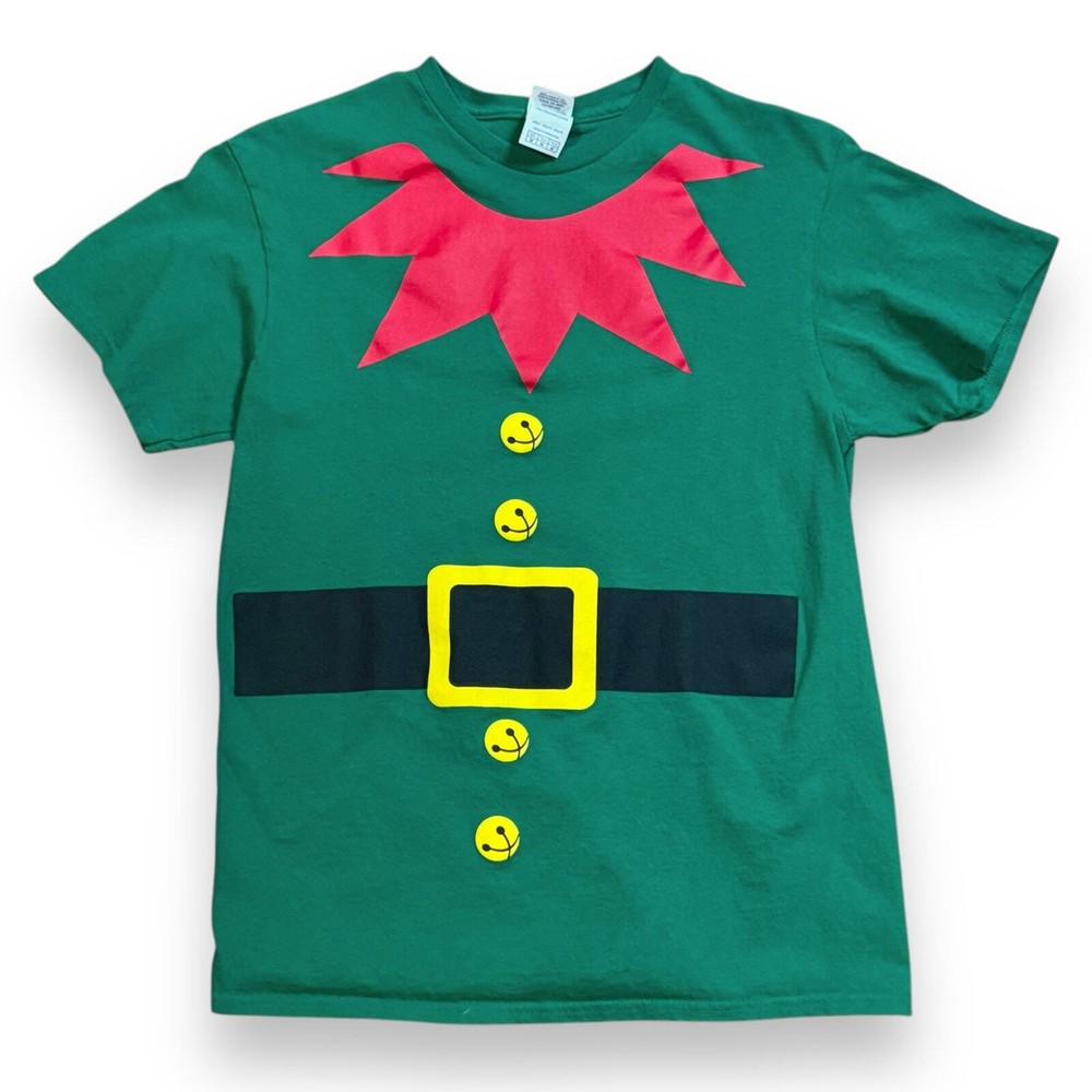 Christmas Elf Novelty Holiday Graphic Tee Green Red Delta Pro Size M