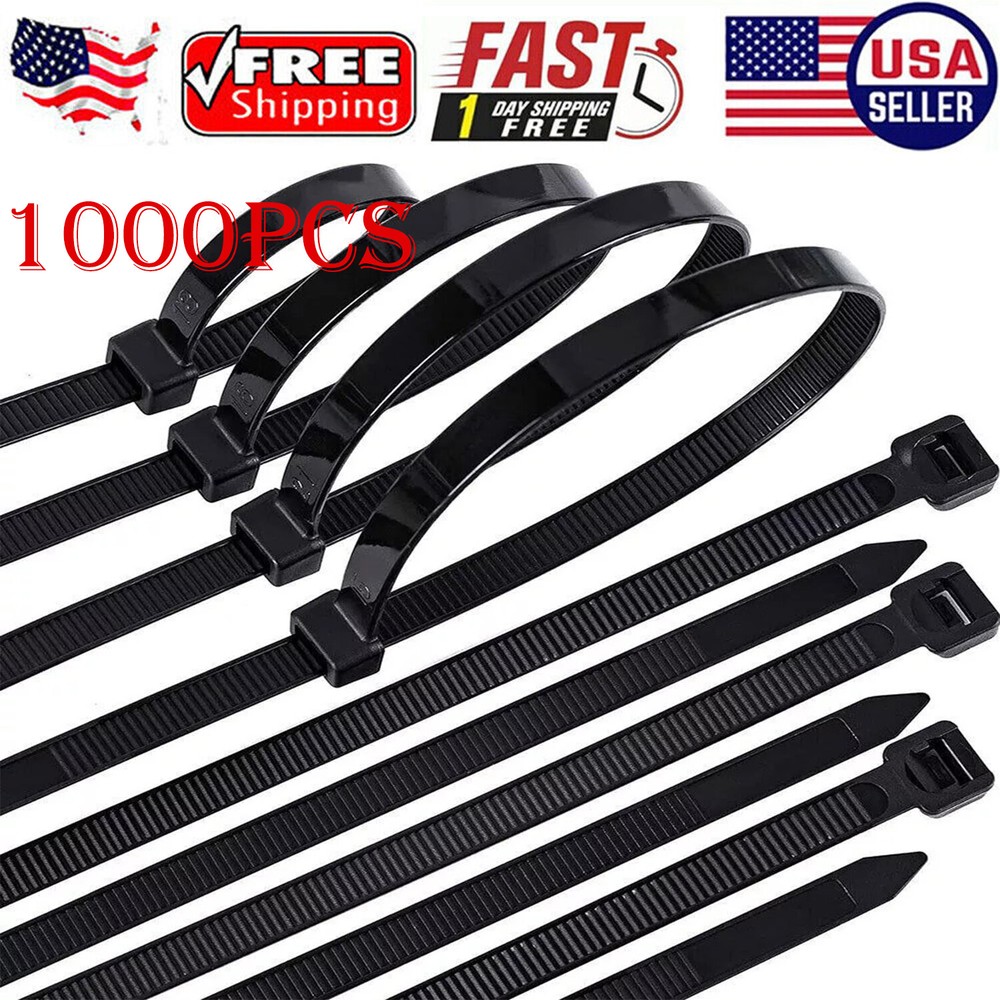 1000X Nylon Cable Ties Heavy Duty UV Resistant UL Self-Locking Ties 2.8mm Width