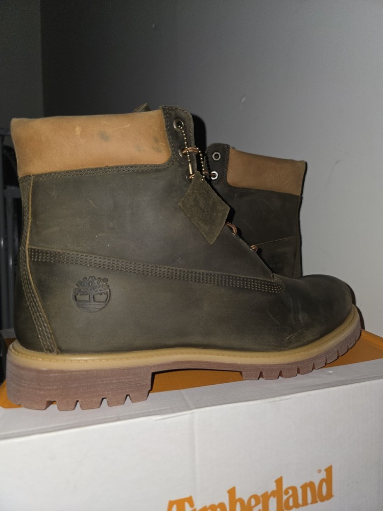 Timberland Olive Brown Leather Waterproof Boots Size 13 Premium