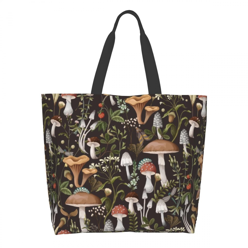 Mushrooms Shoulder Bag Berries Bugs Tote Bag Large Reusable Eco-friendly Shop...