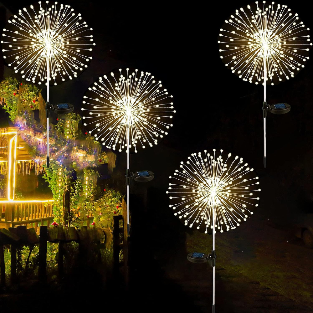4 PCS Solar Firework Light, Outdoor Solar Garden Decorative Lights 120 LED Power
