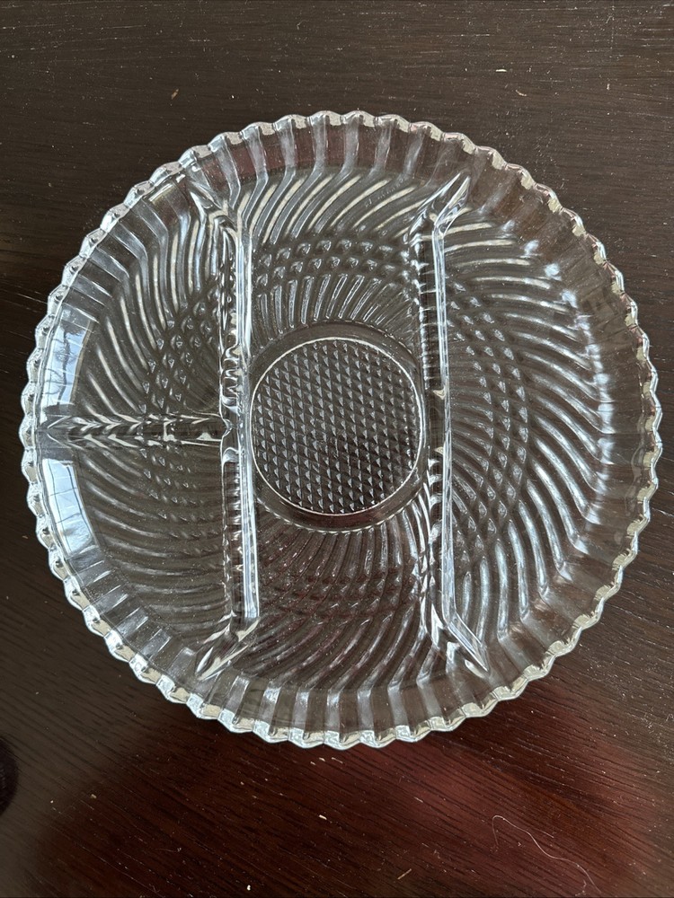 Vintage Indiana Glass Clear Ribbed Plate 10