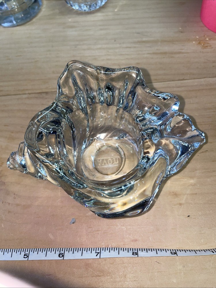 Vintage 1983 Avon Lead Crystal Glass Sea Shell Tea Light Candle Holder