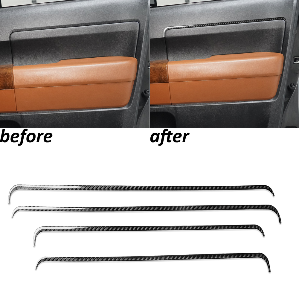 Real Carbon Fiber Interior Door Panel Trim Strip For Toyota Tundra Sequoia 07-13