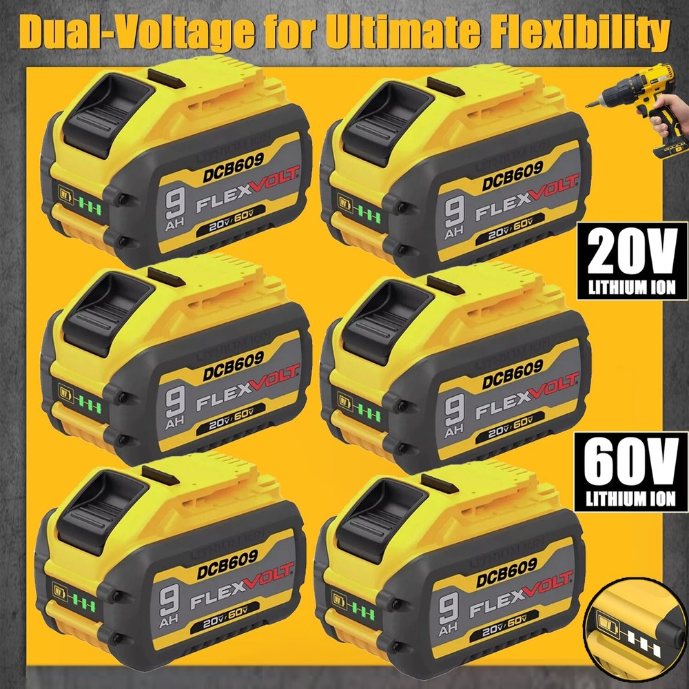 DEWALT DCB609 20V/60V MAX FLEXVOLT 9Ah Lithium-Ion Battery DCB606-2 New Replacement