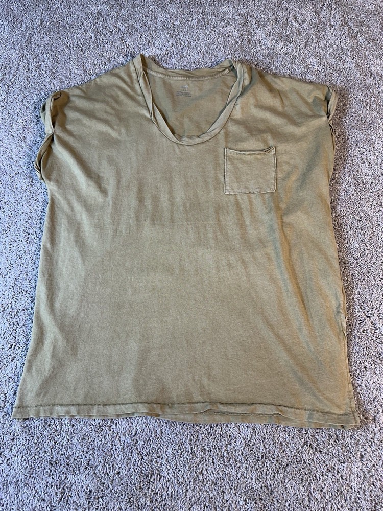 Aerie Rope Voop Boyfriend T-Shirt Size Large Green Short Sleeve