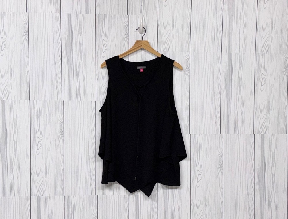 Vince Camuto sleeveless top womens size large solid black blouse