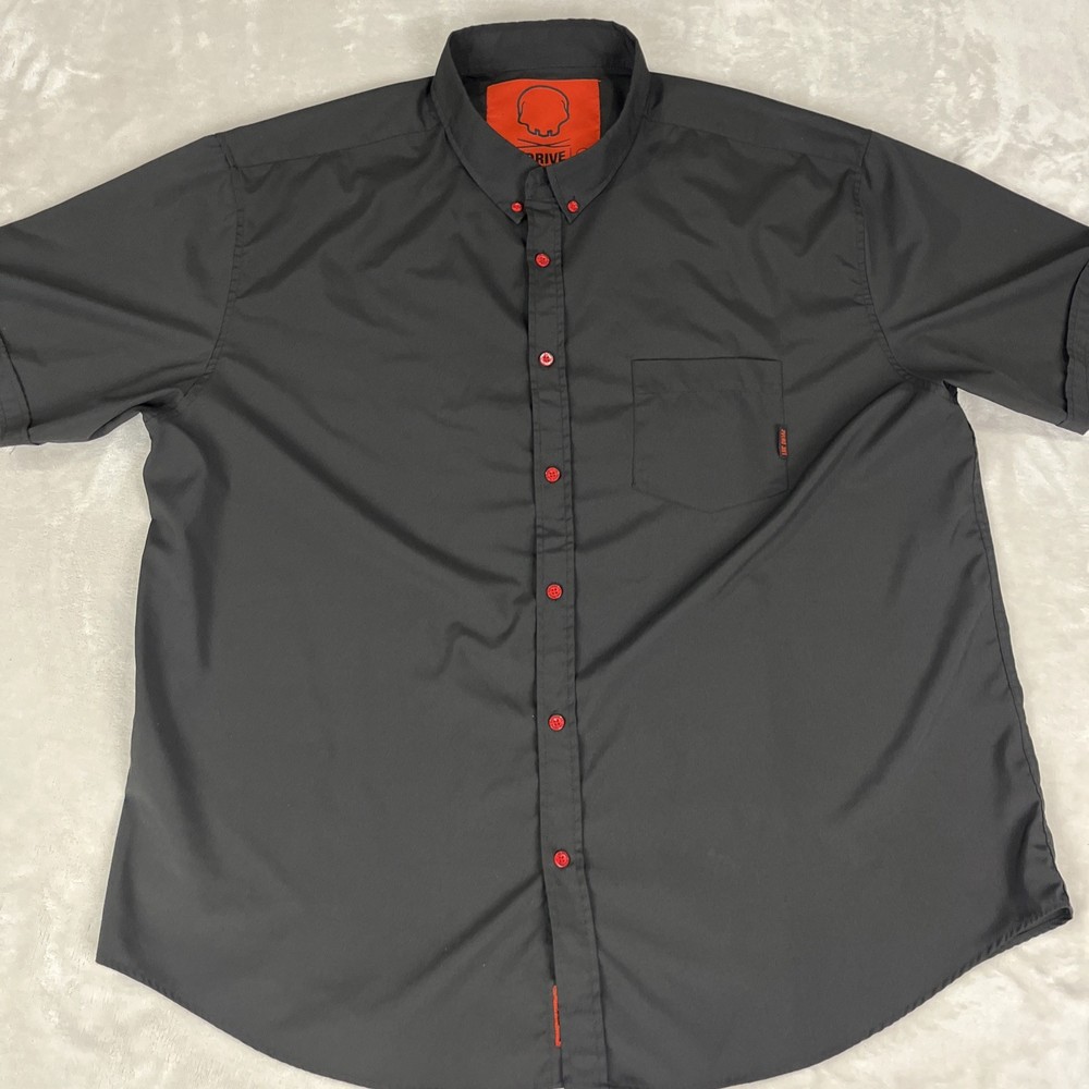 The Drive Clothing Button Down Shirt Mens 3XL Black Red Lightweight