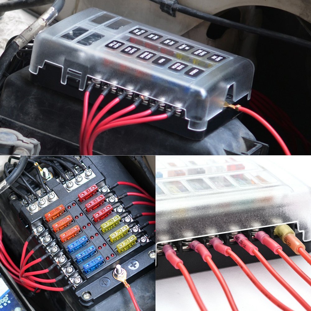 12Way 12/32V Car Auto Power Distribution Blade Fuse Box Holder Block Panel Board