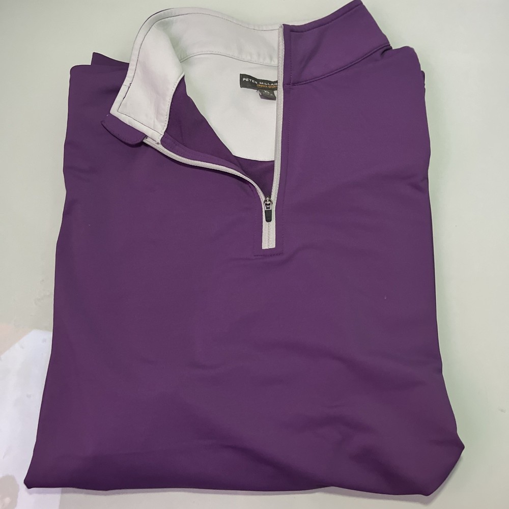 Peter Millar Sweater Mens XL Purple Quarter Zip Golf Pullover Stretch